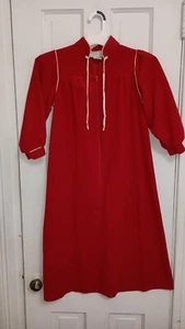 Vintage Christmas Girls Red Robe Nightgown Prairie Style Ilgwu Velour Gown 8 B1 - Picture 1 of 6