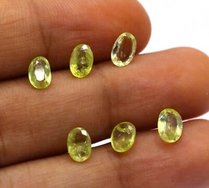 Faceted Light Green Color Natural Chrysoberyl Untreated Oval Lot 6 Pcs 3.38 Ct - Picture 1 of 12