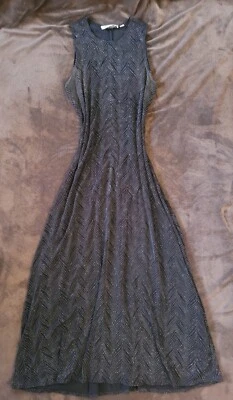 复古 Marian And Maral 长裙黑色银色闪光图案 Y2K 90 年代垃圾桶 — 第 1/4 张图片