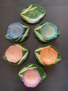 Blume Teetasse & Blattform Untertasse verschiedene Farben 5 Tassen 6 Untertassen LESEN - Bild 1 von 13