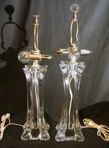 Pr. French Crystal Lamps MCM Signed Fabrique Made in France Hollywood Regency - Picture 1 of 8