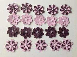 20 Deep Purple &Light Pink Paper Daisies Embellishments - Picture 1 of 1