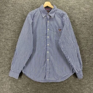 American Eagle Shirt Men XL White Striped Button Up Collared Cotton Long Sleeve - Picture 1 of 8