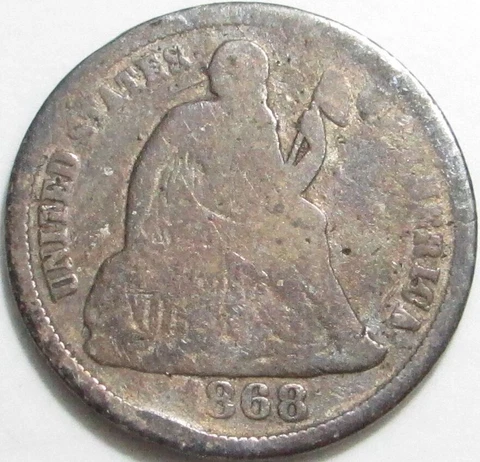 1868 Seated Liberty Silver Dime in a SAFLIP® Cover