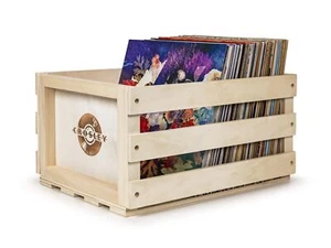 Caja de almacenamiento de discos Crosley AC1004A-NA para hasta 75 álbumes naturales - Imagen 1 de 5