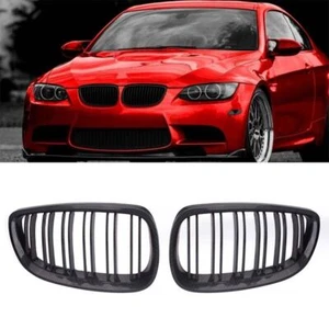 Parrilla renal de doble listón fibra de carbono para BMW E92 E93 M3 328i 335i Coupe 07-10 2X - Imagen 1 de 8