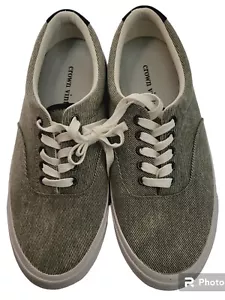 Zapatos de cubierta Crown Vintage de lona TALLA 8,5 M para hombre negros blancos azules nuevos sin etiquetas - Imagen 1 de 8