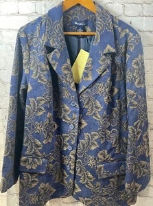 Denim & Co Tapestry Blazer Jacket Plus Sz 1X Longline Purple Gold Floral Classy - Picture 1 of 11