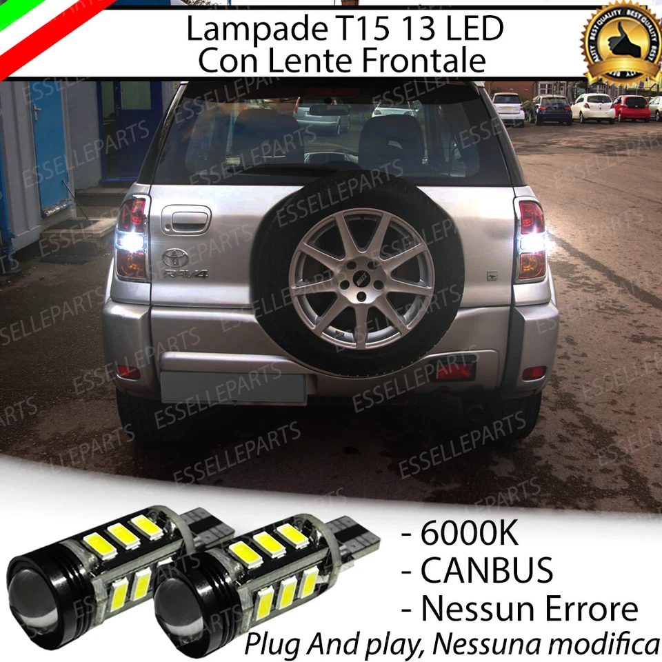 LAMPADE RETROMARCIA 13 LED T15 W16W CANBUS PER TOYOTA RAV-4 II 6000K NO AVARIA - Immagine 1 di 2