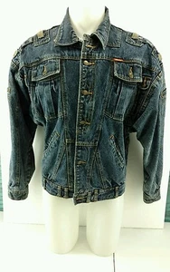 JORDACHE UNISEX 80'S TRUE VINTAGE MEDIUM "NO EXIT" JEAN JACKET Retro Hip Hop - Picture 1 of 12