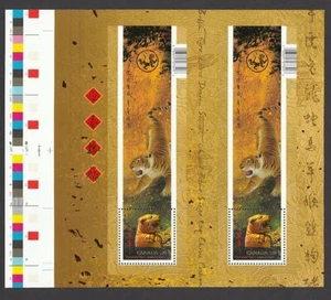 TIGER LUNAR YEAR = pos.5 & 6 S/Ss from UnCut Sheet #2349ii Canada 2010 MNH - Bild 1 von 2