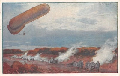 Pallone Frenato Unsere Artilleriewirkung Beobachtend Patriotika Cartolina Ak - Immagine 1 di 2