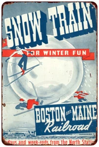 1946 Boston & maine Snow train Railroad Reproduction METAL SIGN 8 x 12 - Picture 1 of 1