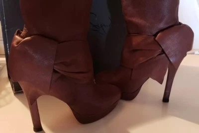 Botas Report Signature Marrón "Sway" Tacón Alto a la Rodilla Cuero Plataforma Talla 7.5 Foto 1 de 3