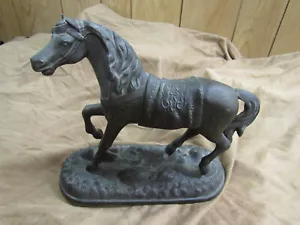 1 EACH ANTIQUE BRONZE HORSE SCULPTURE ON BRONZE BASE CIRCA 1910 - 1930 - Picture 1 of 16