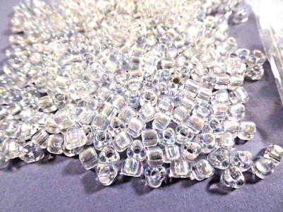 100 Miyuki Iris AB Clear Transparent Glass TRIANGLE BEADS - Image 1 of 2