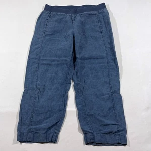 Pantalone Pure J Jill donna blu indaco lino gamba larga vita elastica HI vita taglia S - Foto 1 di 10