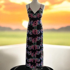 Y2K Jane Norman Black Floral Strappy Maxi Dress Size 10 - Picture 1 of 9