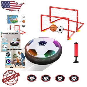 Kids Hover Soccer Ball Set: Indoor LED Toy, Glides Smoothly, Safe Foam Bumper - Picture 1 of 10