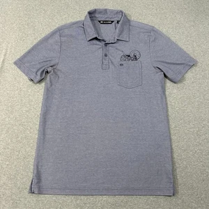 TRAVIS MATHEW GOLF SHIRT Polo Blue Gray MEN'S Medium PINEAPPLE DRINK Pocket - Picture 1 of 9