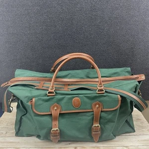 POLO Ralph Lauren Duffle Bag Green Leather Trim Weekender Corvette Embroidered - Picture 1 of 13