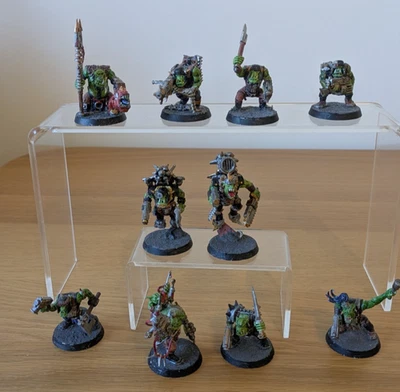 Games Workshop Warhammer 40k Orks Nobz x 10 - Painted - Image 1 of 4