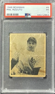 Bowman #8 Phil Rizzuto 1948 PSA 1 New York Yankees (¡bien centrado!) Foto 1 de 2