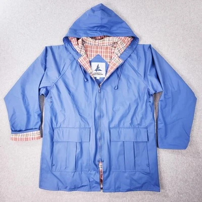 Abrigo de lluvia Misty Harbor cremallera completa con capucha para mujer talla pequeña bolsillos forrados a cuadros Foto 1 de 4