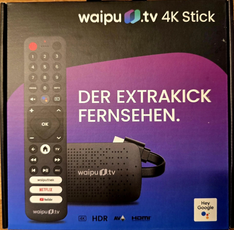 waipu.tv 4K Stick inkl. Fernbedienung TV Fernsehen über WLAN HDMI HDR NEU & OVP - Bild 1 von 1