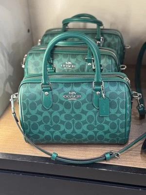 NWT Coach Medium Rowan Satchel Bag In Signature Canvas CV961 Bright Jade - Image 1 of 4