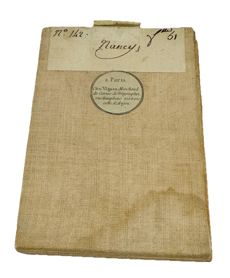 Large LINEN Folding Map: Nancy, France (c.1790), Paris 36"x22" Chez Vignon - Image 1 of 4