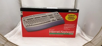 Microsoft Internet Keyboard Pro C1700001 Wired 2 USB Ports Hot Keys - Image 1 of 4