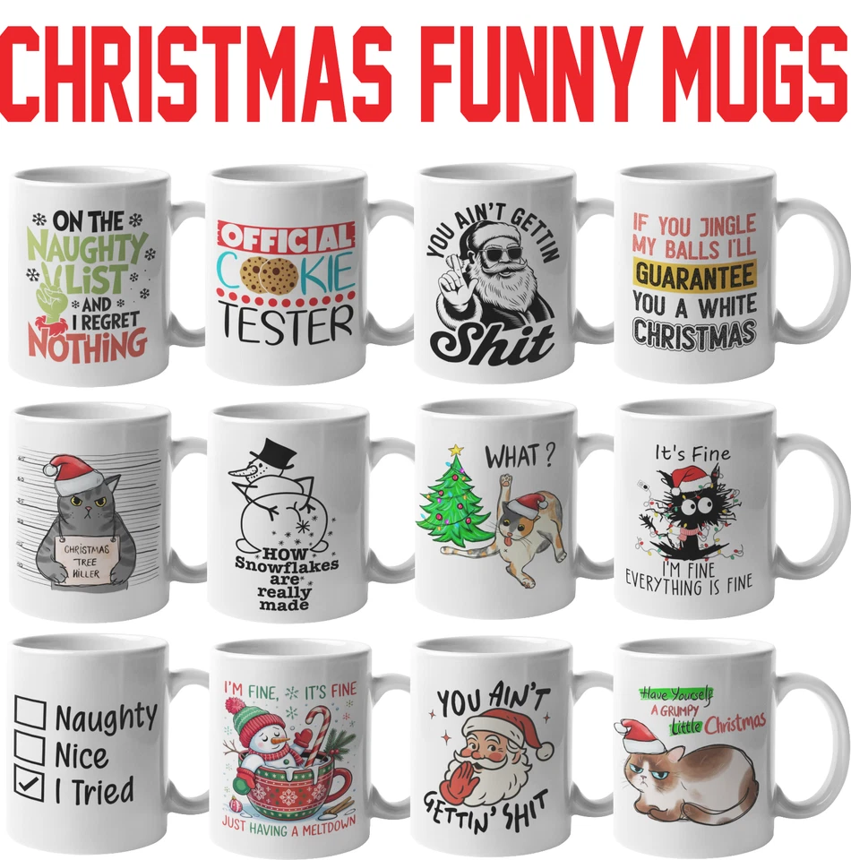 Christmas Funny Mug  Xmas Cup Gift Personalised Joke Mug Christmas Xmas Gift - Image 1 of 1