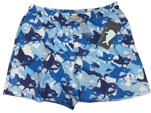 Southern Lure Swim Trunks Boys size YM Youth Medium Blue Sharks Zipper Pocket - Picture 1 of 3