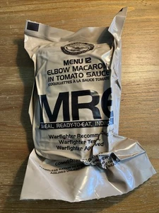 Menú de raciones militares MRE-US Departamento de Defensa 12 codos macarrones en salsa de tomate - Imagen 1 de 5