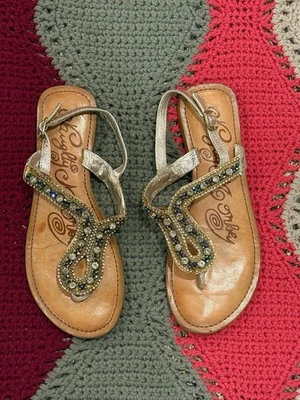 Naughty Monkey Silver Colorful Jewel Thong Sandals Sz 7.5 - Image 1 of 4