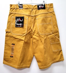 Vintage Y2K BOOM X Jeans Size 38x15 Baggy Carpenter Tan Denim Jean Shorts Skater - Picture 1 of 13