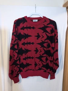 Vintage Repage Pullover Herren Gr. XL Rot Abstrakt Retro 80er 90er Cosby Acryl - Bild 1 von 5