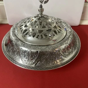 Antiker Wilcox Frosch Blumenhalter Halloware versilbert Schale #811 (SAUBER!!) - Bild 1 von 5