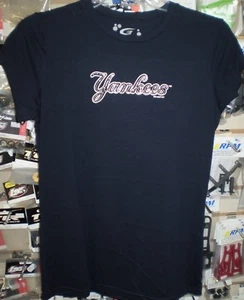 NEW YORK YANKEES GIII BLUE W/BLING LADIES SHORT SLEEVE T-SHIRT TSHIRT NWT MEDIUM - Picture 1 of 2