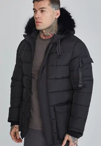 SIKSILK glänzende Puff Parka Jacke für Herren mit Kapuze (Größe - XS bis XL) * UVP £1̶1̶0̶ - Bild 1 von 4