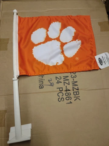 Officially Licensed NCAA Clemson Tigers Team Logo Orange Car Window Flag Cover