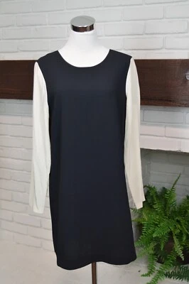 Club Monaco размер 10 Shift платье цвет блок черный белый длинным рукавом хорошее состояние товара - Изображение 1 из 4