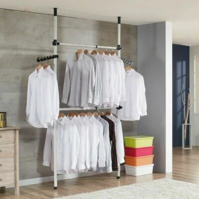 2x2 Heavy Duty Adjustable Garment Rack Clothing Pole Closet Rod Organizer IVORY - Image 1 of 4