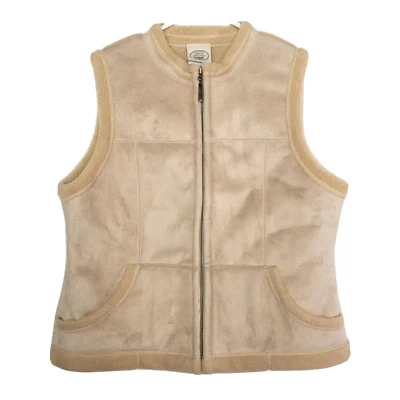 Chaleco Laura Ashley Mujer L Beige Caqui Cremallera Completa Vellón Sin Mangas Peso Pesado Foto 1 de 4