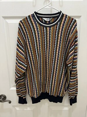 Suéter tejido cuello redondo multicolor Dalmine para hombre L hecho en Italia 100 % algodón Foto 1 de 4