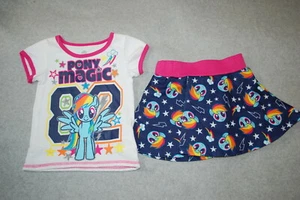 Toddler Girls MY LITTLE PONY T-Shirt Skort RAINBOW DASH PONY MAGIC White Navy 2T - Picture 1 of 2