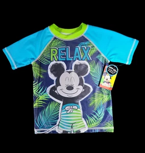 NWT DISNEY Mickey Mouse Shades Tropical Swim Rash Guard UPF50+ Kids Size 5T - Picture 1 of 6