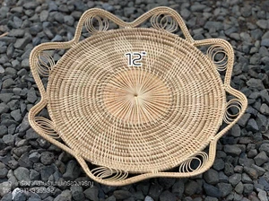 Vintage Thai Handicraft Wicker Craft Rattan Tray Food Fruit Serving Flower Shape - Picture 1 of 86