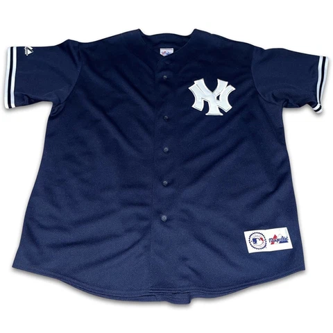 Vintage Majestic New York Yankees Jason Giambi Stitched Blue MLB Jersey Mens XL Cover